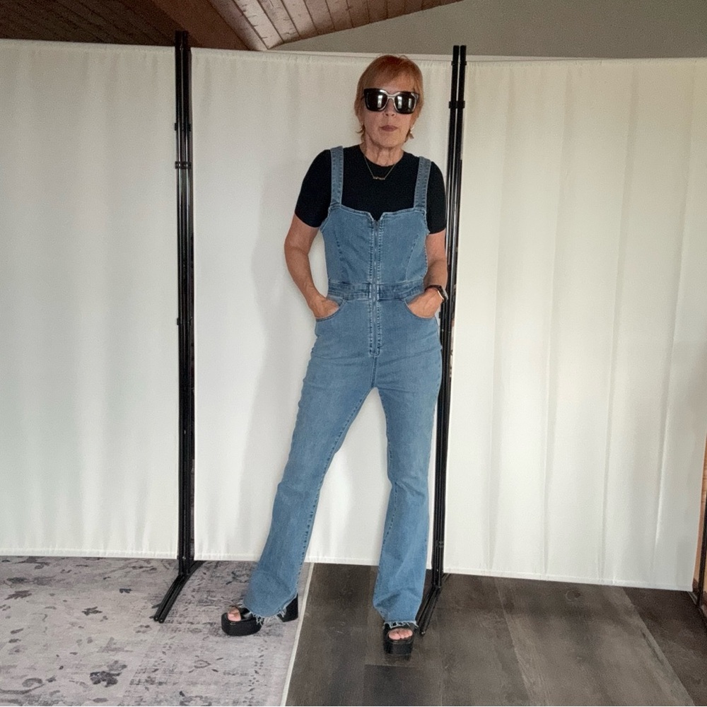 We The Free Light Blue Denim Overalls